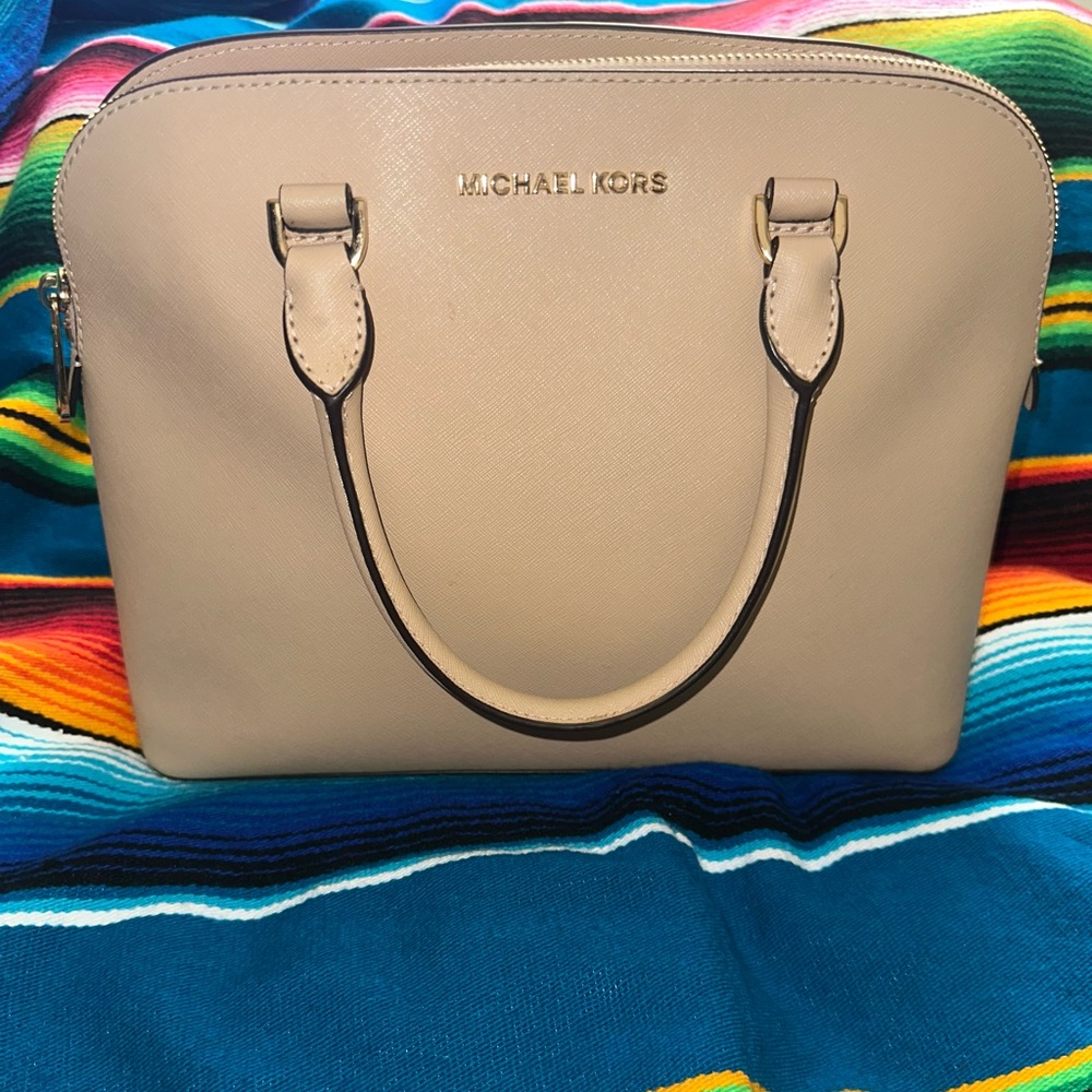 Michael Kors Taupe Dome Satchel with Gold Hardware